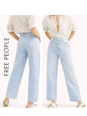 We The Free Frank Dad Jean Light Wash High Rise Relaxed Sz 25